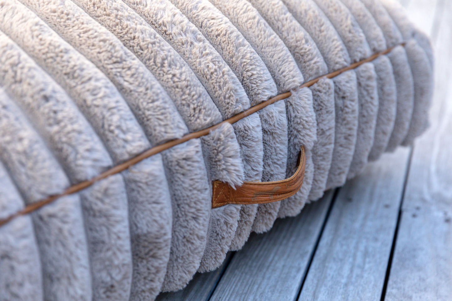 Taupe Fluffy Dog Cushion