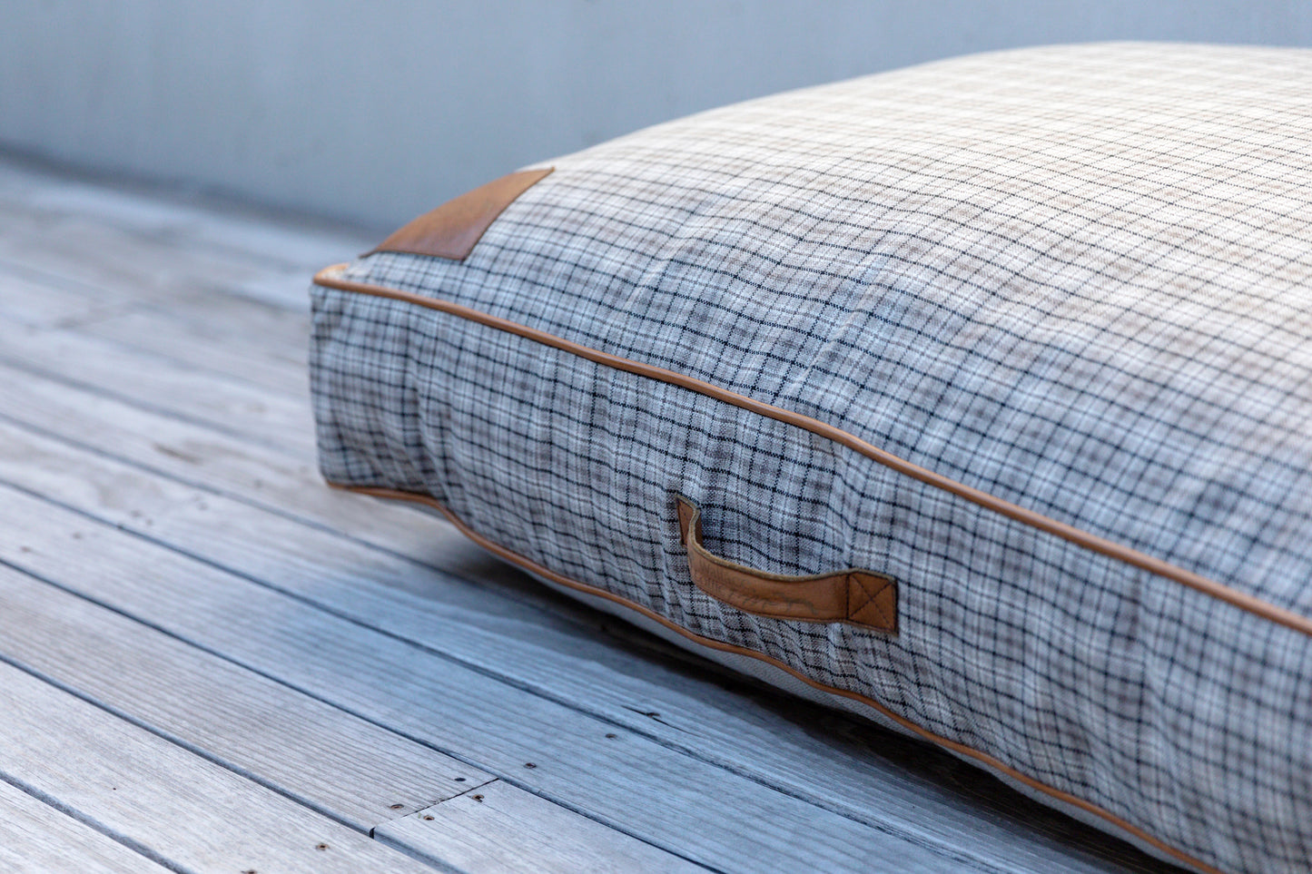 Taupe Plaid Dog Cushion