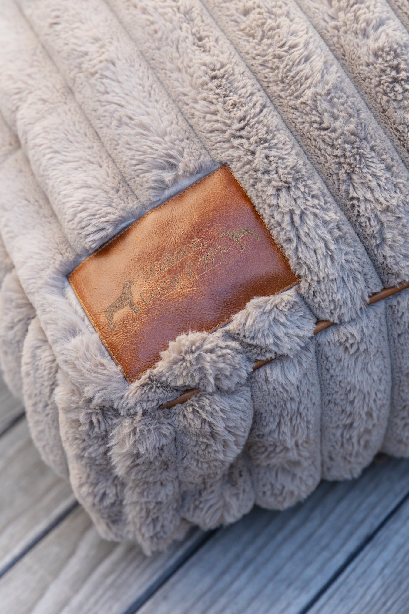 Taupe Fluffy Dog Cushion