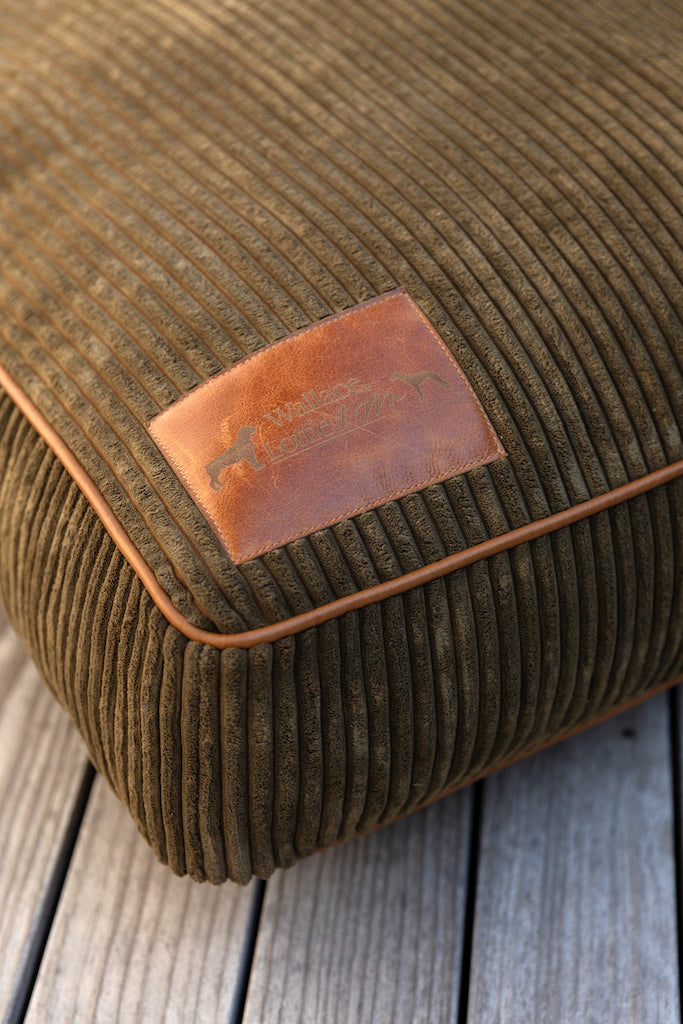 Green Corduroy Dog Cushion.