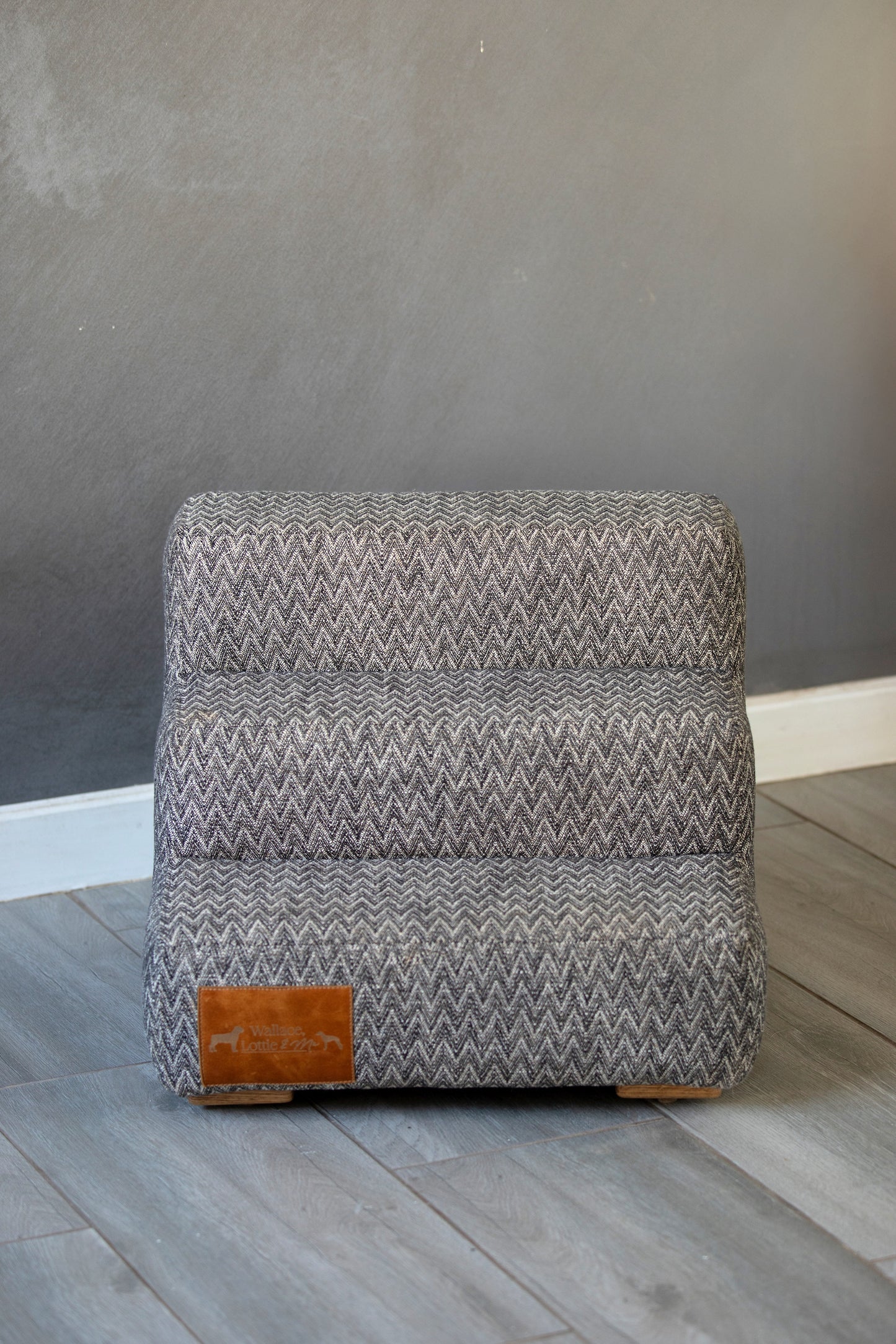 Dog Steps - Charcoal Herringbone