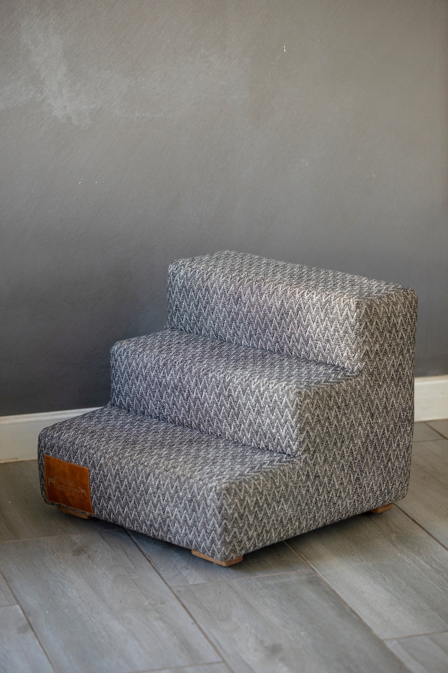 Dog Steps - Charcoal Herringbone