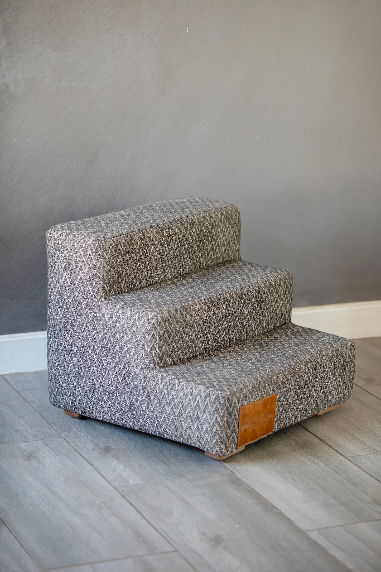 Dog Steps - Charcoal Herringbone