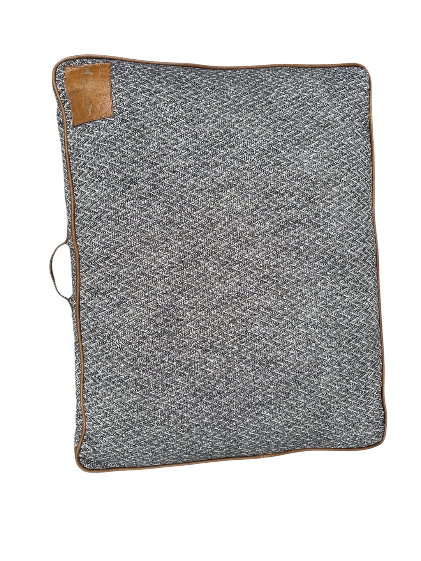 Dog bed - charcoal herringbone fabric
