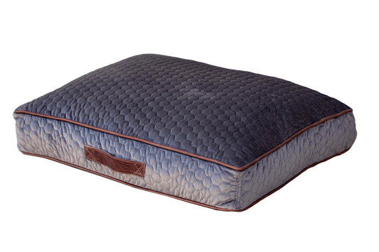 Dog bed - grey velveteen hexagon fabric